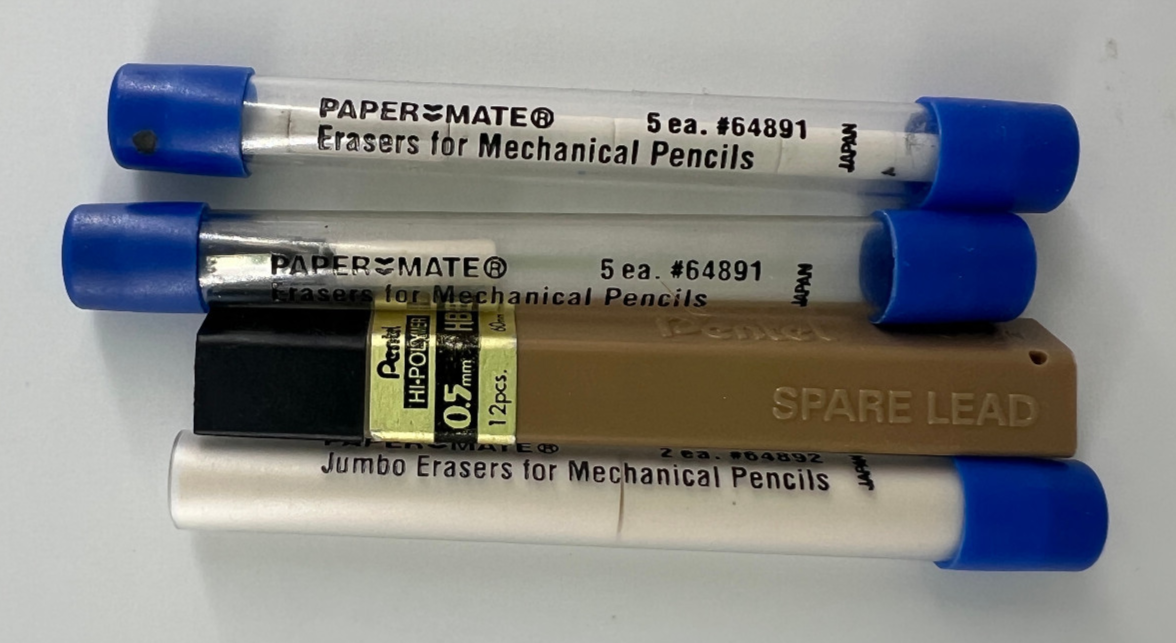Vintage Papermate Erasers Pentel .5 Lead Tips Writing College Refill New - $8.60