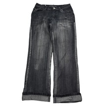 Arizona Pants Womens 10 Black Denim Flat Front Straight Mid Rise Pockets Jeans - £22.07 GBP