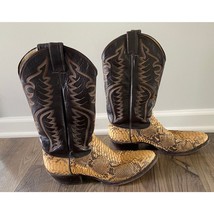 Vintage Justin Boots Leather Python Snakeskin 8695 Cowboy Western Mens 11.5 B - £100.38 GBP