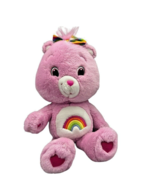 Care Bears Cheer Bear Pink Plush 2008 14” Rainbow Stuffed Animal made by... - £9.55 GBP