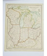 Antique 1877 Color Lithograph MAP OF NORTH CENTRAL USA 12&quot; x 9&quot; Steinweh... - £7.07 GBP
