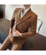 Double Breasted Big Closure Collar Suit Men&#39;s Autumn And Winter Thick Dr... - £78.39 GBP+