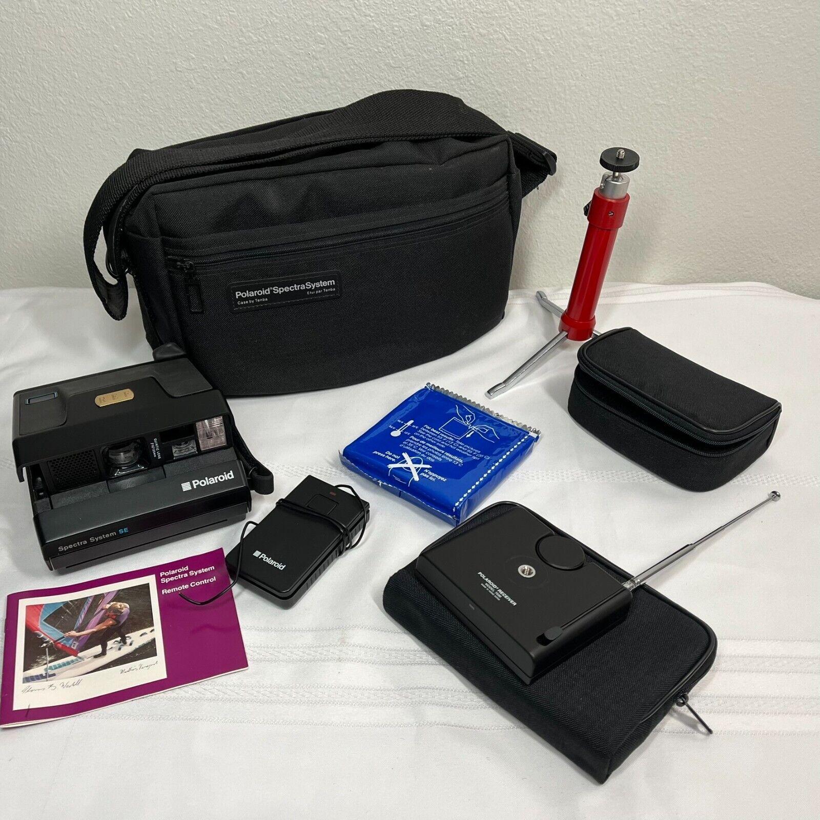 Vintage Polaroid Spectra System SE Instant Camera Bag Remote Film Tripod Filters - $125.00