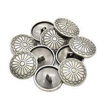 10Pcs 23Mm Flower Metal Silver Shank Sewing Buttons Diy Sewing Jacket Coat - £12.57 GBP