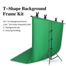 SH T-Shape Backdrop Stand Kit with Background Cloth Video Chroma Key Green Scree - £123.43 GBP