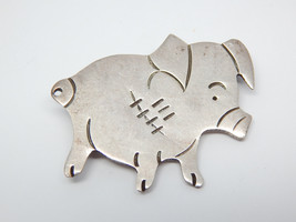 PIG PIGLET Vintage Sterling Silver Brooch Pin - 1 5/8 inches - FREE SHIP... - £47.18 GBP