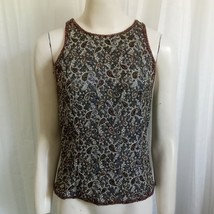 Adrianna Papell Vintage Beaded Tank Top Sparkle Embroidery Sleeveless Lined SZ M - £57.13 GBP