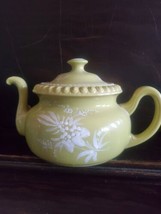 Hand Painted Light Green Floral Design Teapot Made In Italy Signed - £26.61 GBP