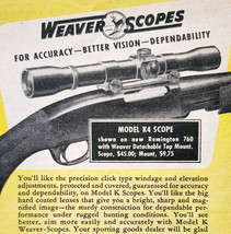 1952 Weaver Scopes Model K4 Advertisement Hunting Gun Optics Accessories... - $19.99