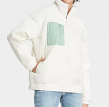 NEW Womens Sherpa Jacket Ivory Cream ladies sz XS lined, full zip, 3 pockets - £7.83 GBP