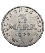 1922-A German 3 Mark 3rd Anniversary of the Constitution Weimar Republic... - $48.27 CAD