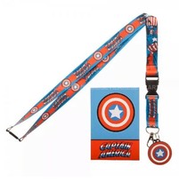 New Marvel Comics Captain America Lanyard Necklace Keychain Id Holder Authentic - £6.98 GBP