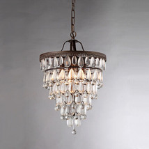 Martinee Antique Bronze and Crystal Inverted Pyramid Chandelier - £235.45 GBP