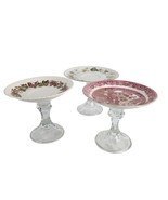 Set 3 Vintage Plate Pedestal Crystal Stands, Appetizer, Display, Cake, C... - $662.00 MXN