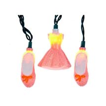 Kurt Adler 10 Light Glittered Tutu and Ballet Shoes Light String Pink - $32.65