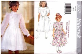 1995 Girl&#39;s DRESS Butterick Pattern 3867 - Sizes 7-8-10 UNCUT - £9.44 GBP