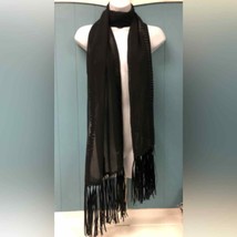 Preston &amp; York sheer evening scarf with woven ribbon and edge tassel - £33.53 GBP