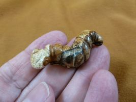Y-CATE-565) Tan Jasper INCH WORM CATERPILLAR gemstone carving caterpilla... - $15.79