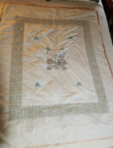 Vintage Handmade Baby Lap Quilt Crib Blanket Patchwork Bunny Rabbit Needlework - £14.24 GBP