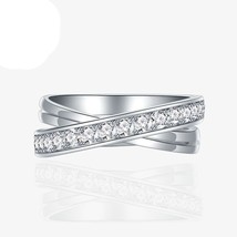 Gorgeous Simple Cross Women CZ 925 Sterling Silver Adjustable Engagement Ring - £54.81 GBP
