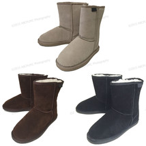 Womens Winter Boots Fashion Suede Leather 8" Shearling Warm Fur Snow Sho... - $20.76