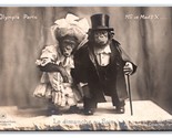 RPPC Me and Mad X Monkeys in Tuxedo and Dress UNP Postcard Y16 - $39.55