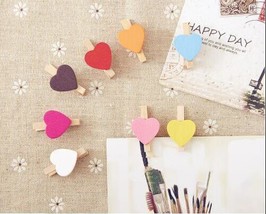 30pcs 10 colors Cute Heart Wooden Photo Clips,Wooden Paper Pegs,Pin Clot... - $3.50+