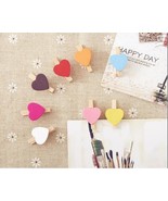30pcs 10 colors Cute Heart Wooden Photo Clips,Wooden Paper Pegs,Pin Clot... - £2.76 GBP+