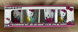 NEW Hello Kitty Glassware Set of 4 Shot Glasses 1.5oz - 44 ML Each Different - £16.02 GBP