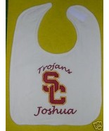 USC UNIVERSITY OF SOUTHERN CALIFORNIA PERSONALIZED BABY BIB BIBS WHITE O... - £12.58 GBP