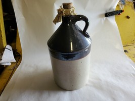  Vintage Unmarked Brown &amp; Cream Colored Stoneware Jug     - $49.99