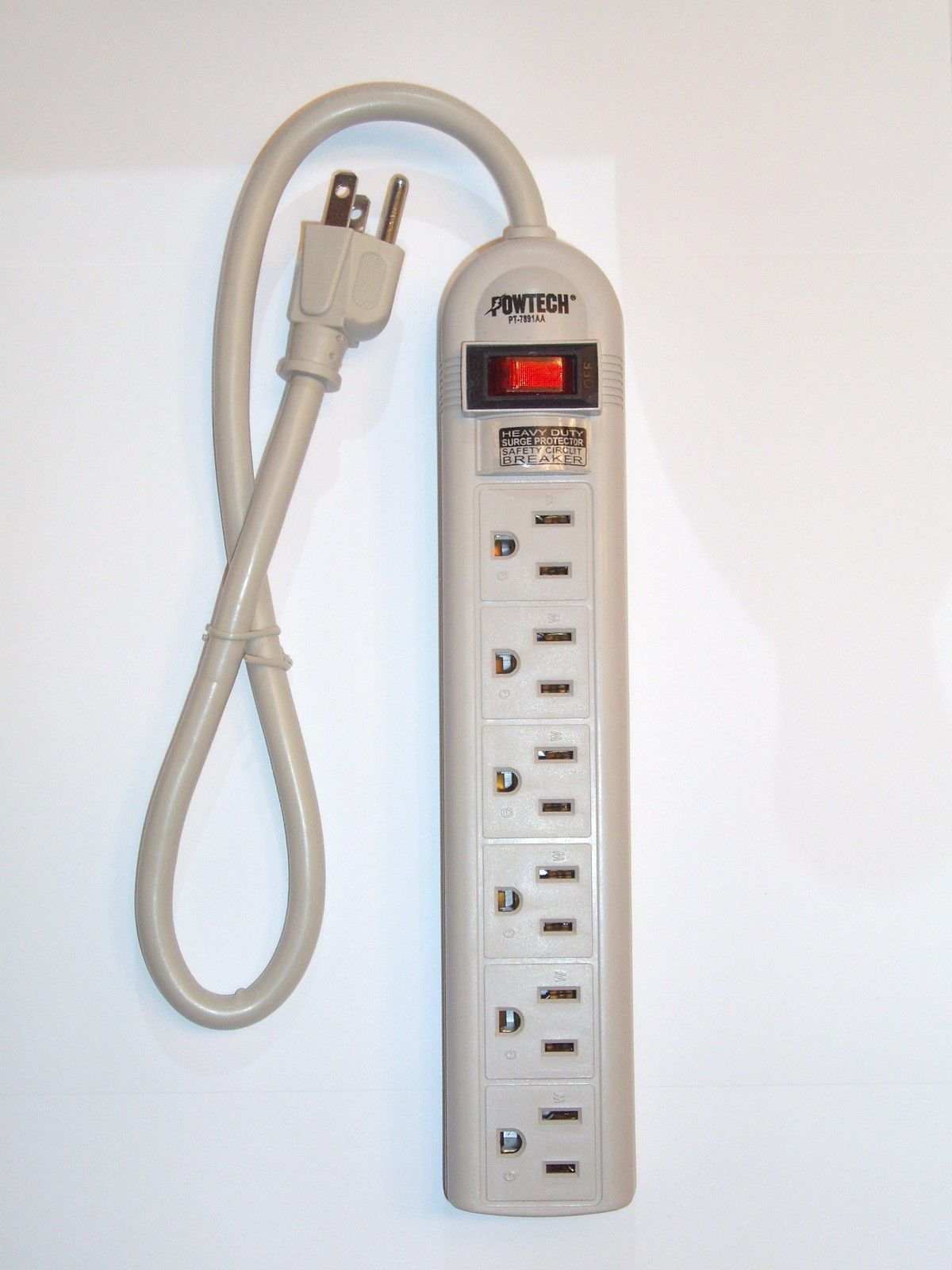 6 Outlets Power Strip Surge Protector Supressor with Safety Circuit Breaker - $5.59