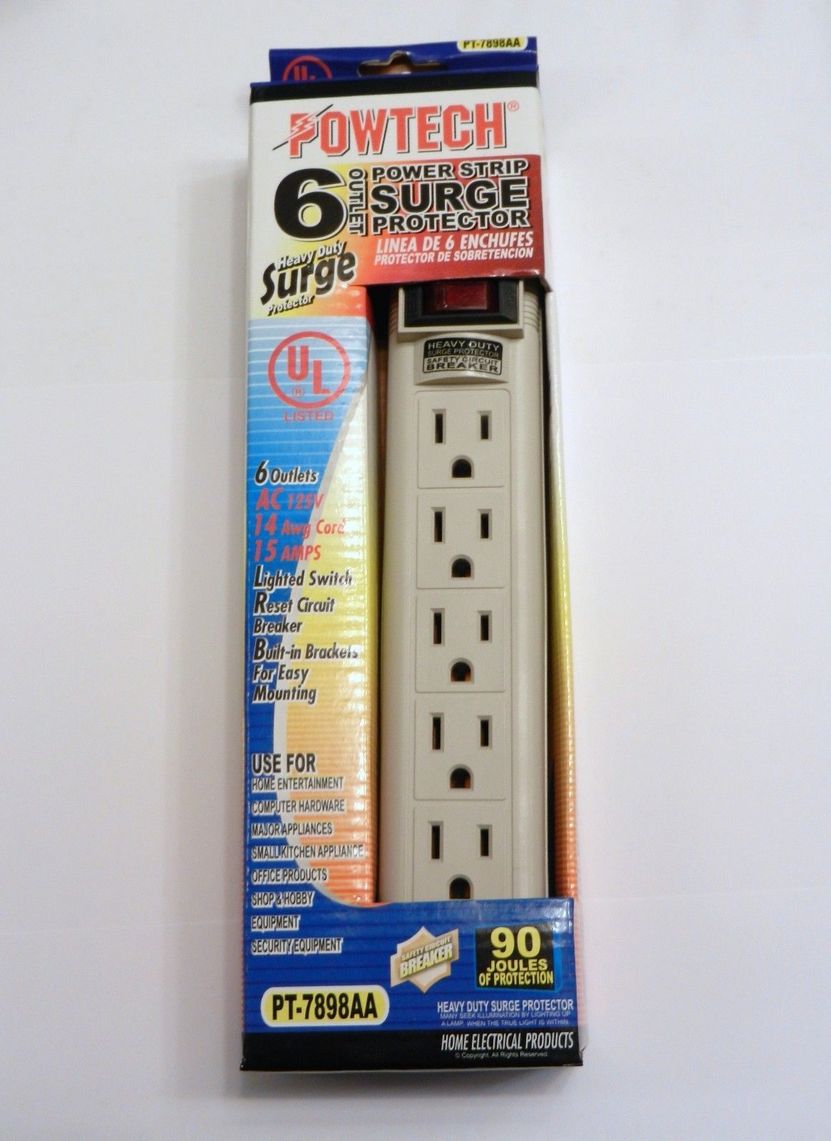 2 Pack 6 Outlets Power Strip Surge Protector with Safety Circuit Breaker... - $16.88