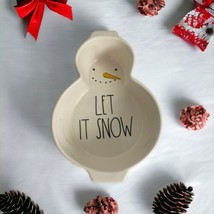 Rae Dunn “Let It Snow” Snowman Shaped Serving Dish Ceramic Christmas NEW - £18.57 GBP