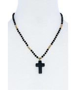 Chic Beaded And Cross Pendant Necklace - €8,07 EUR