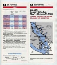 BC Ferries Expo 86 Season Schedule Brochure May October 1986 British Columbia - £14.05 GBP