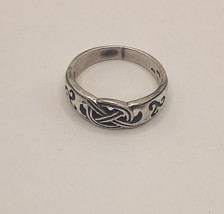 Vintage Sterling Silver Celtic Design Band Ring Size v - £20.21 GBP