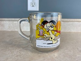 Garfield &amp; Odie Vintage McDonalds Clear Graphic Coffee Mug 1978 Jim Davis - £5.44 GBP