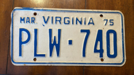 1975 VIRGINIA LICENSE PLATE PLW 740 - £11.49 GBP