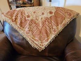 OPERA Heavily Beaded Decorative Throw Blanket 53&quot; x 53&quot; Cotton Blend India - £21.66 GBP