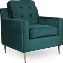 Teal And Gold Christopher Knight Home Warren Modern Glam Tufted Velvet Club - £306.91 GBP