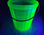 Anchor Hocking Uranium Green Glass Block Optic Ice Bucket Circa 1930&#39;s 5... - $49.49