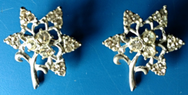 Vintage Jewelry Broaches Rhinestone Star Flower Pin Back Silver Tone Set... - £39.49 GBP