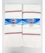 Clorox Kitchen Towel 16&quot; x 28&quot; Red Stripe 50 Washes Lot Of 2 Cotton Blea... - £11.13 GBP