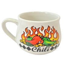 Houston Harvest Chili 16oz Oversize Soup Bowl Mug Hot Fire Peppers Pot B... - £10.11 GBP