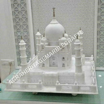 14&quot; White Marble Beautiful Taj Mahal Statue Hand Carved Art Gift Decor E1117 - £721.22 GBP