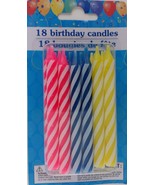 BIRTHDAY SPIRAL CANDLES Cake Toppers 3&quot;  Pink, Blue, Yellow 18 Ct/Pk - £2.33 GBP