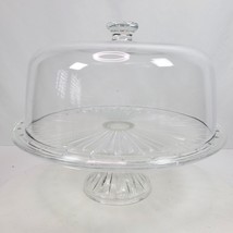 Vintage 1980s Italy Glass Cake Pedestal w/ Dome Large - $83.22