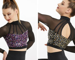 Weissman Mixify Sequin Mesh Cage Strap Crop Top Dancewear Size XL Mock Neck - $14.94