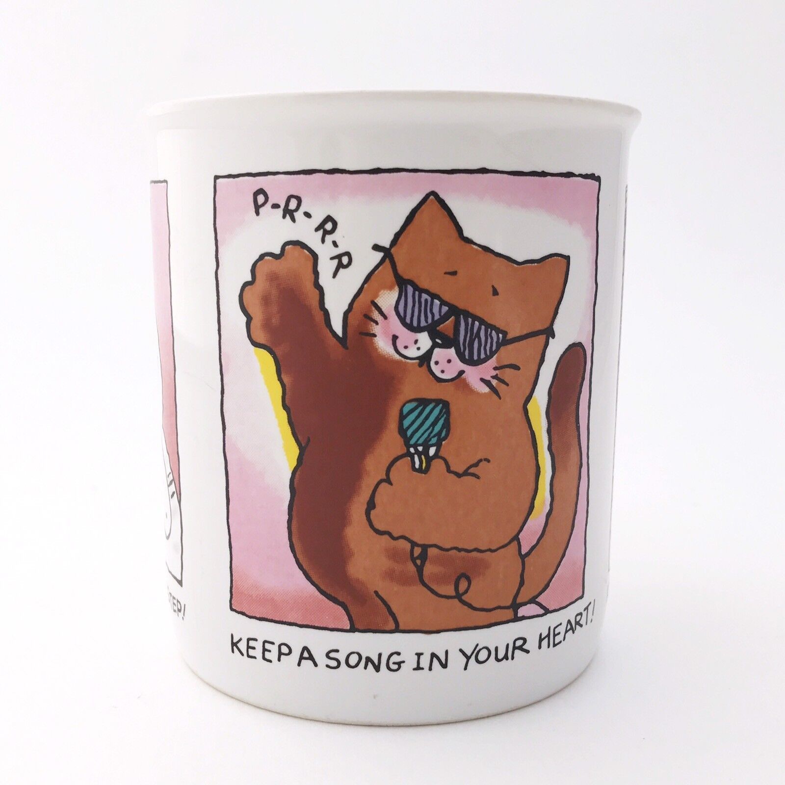 Primary image for Vintage 80s Hallmark Mug Mates Cat Coffee Cup Dancing Singing 1985 Gift